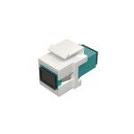 Модуль коммутационный типа Keystone SC/UPC <nobr>MM 50/125</nobr> OM3, розетка цвет АКВА, пластик <nobr>цвет белый</nobr>